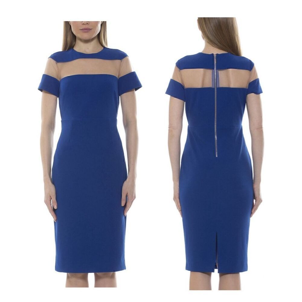 ALEXIA ADMOR Everleigh illusion Neck Midi Dress